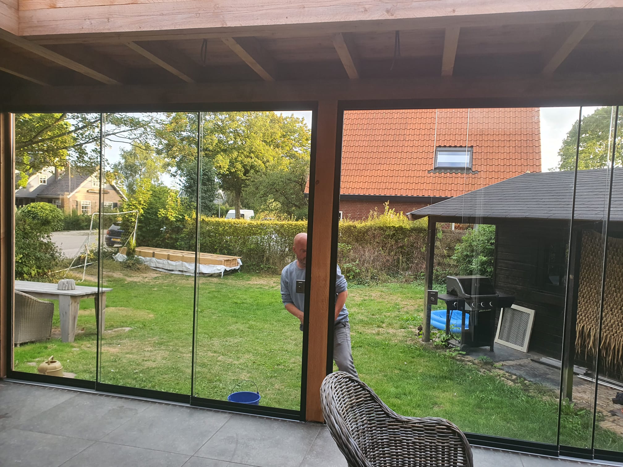 Glaswerk in veranda
